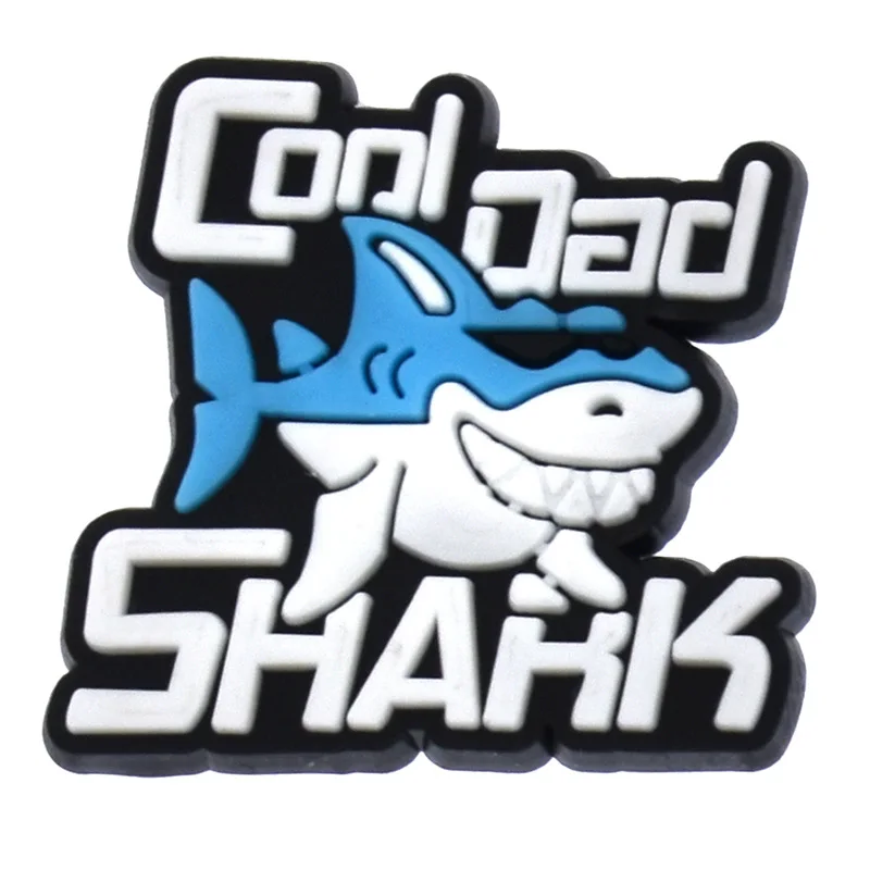 1Pcs Coolpad Dad Shark Shoe Charms For Crocs Shoe Accessories Decoration Jeans Women Buckle Kids Favors Men Badges Boy Girl Gift