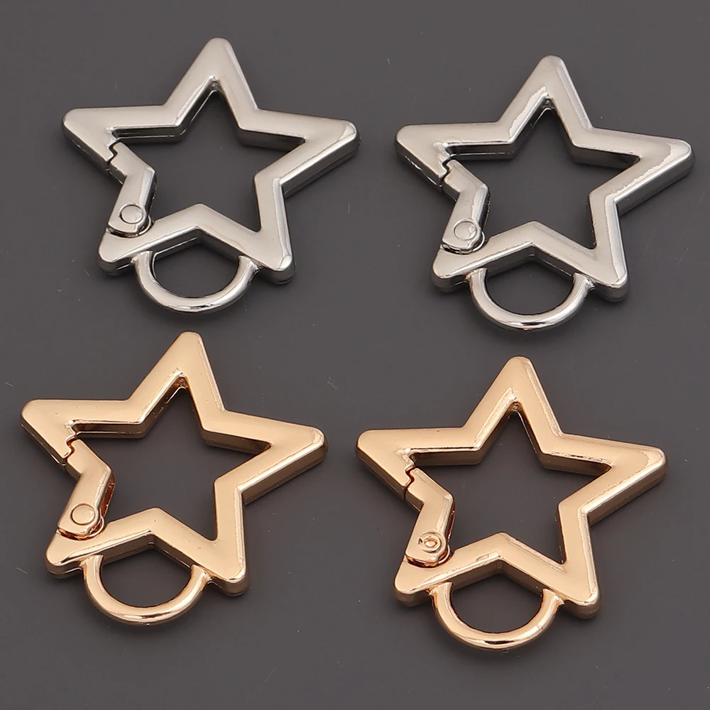 5 Stück/Set Hohlsternförmige Federverschlüsse Metall-Karabiner Schlüsselanhänger Taschenclip Hundekettenverschluss Verbinder DIY Schmuckherstellung – Detail 2