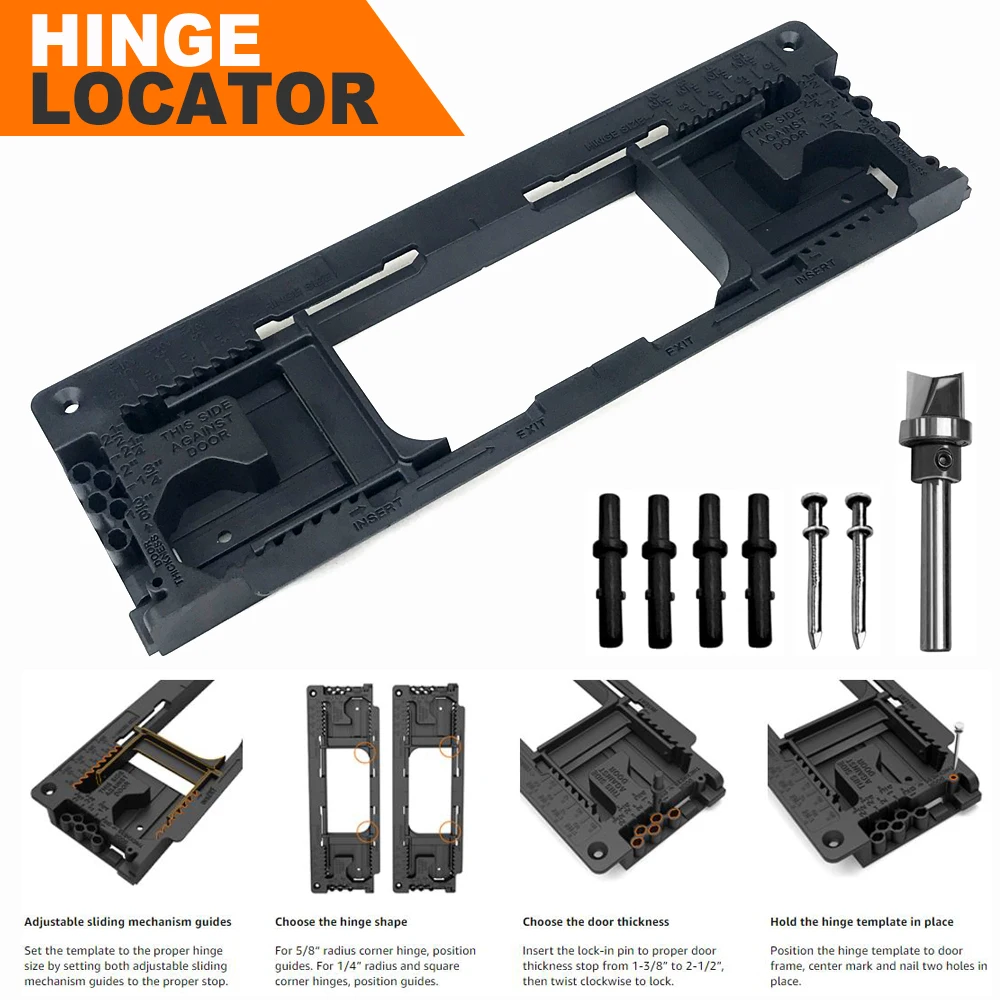 Door Hinge Jig, Door Hinge Template Compatible with 8 Hinge Sizes from 2-1/2