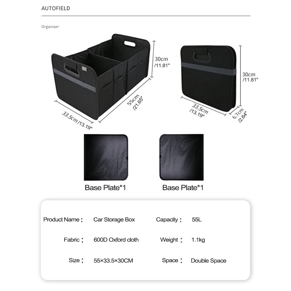 55L Auto Trunk Organizer Big Capacity Car Storage Box Collapsible Cargo Storage Tool Auto Trucks Trunk Box