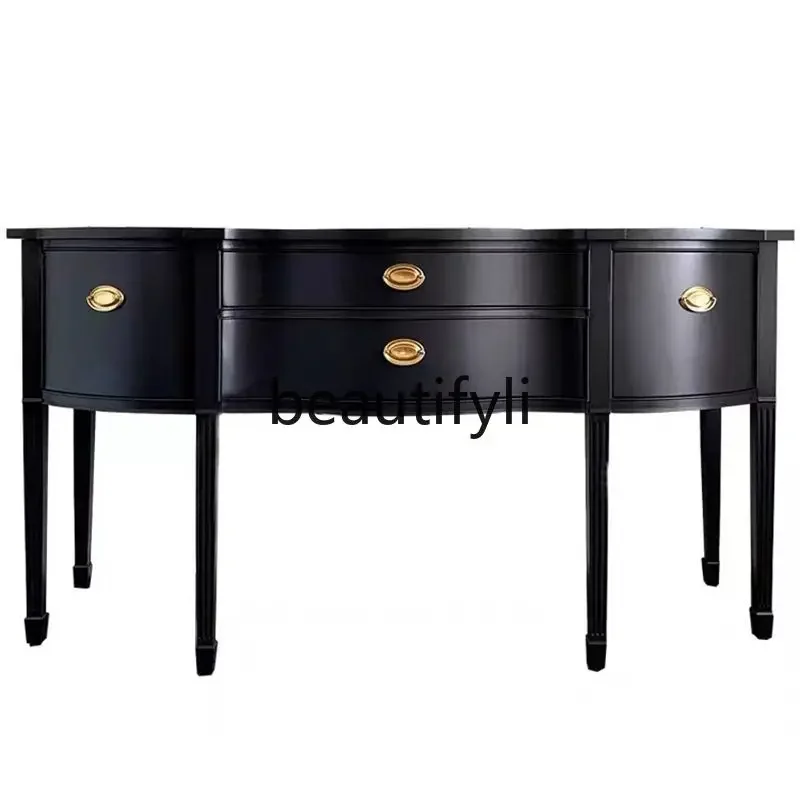 

French light luxury solid wood entrance table foyer locker neoclassical storage partition6220