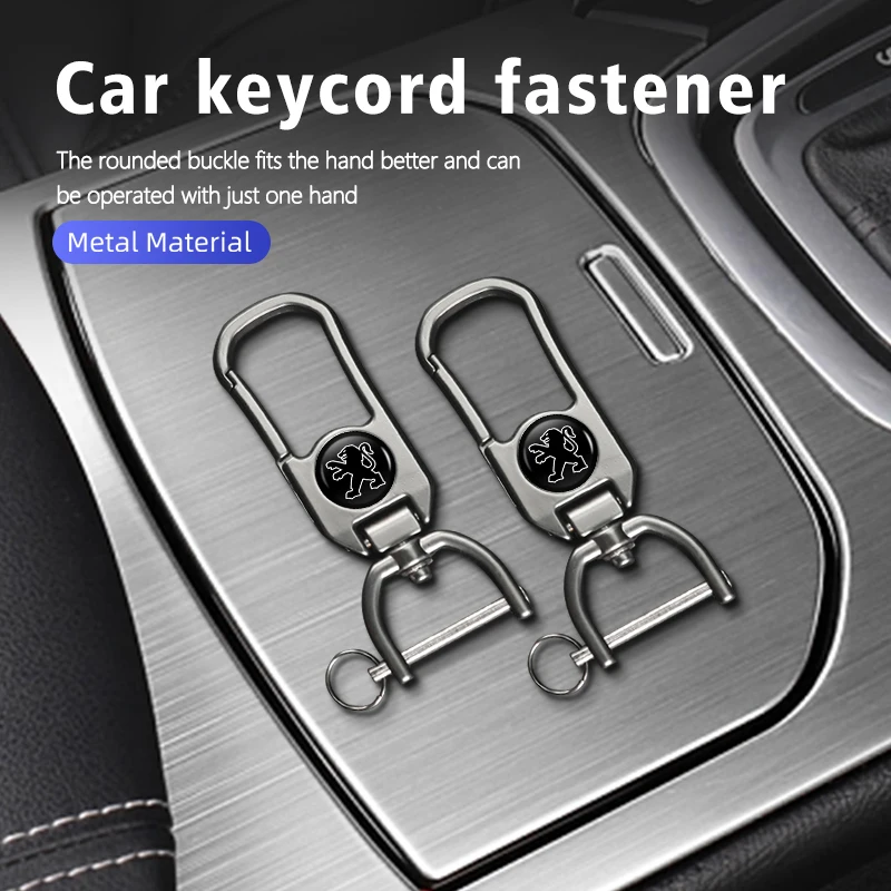 For Peugeot Car Keyring Leather Plaid Keychain Buckle Key Ring Chain Holder 307 308 206 207 208 407 508 5008 106 107 205 4008