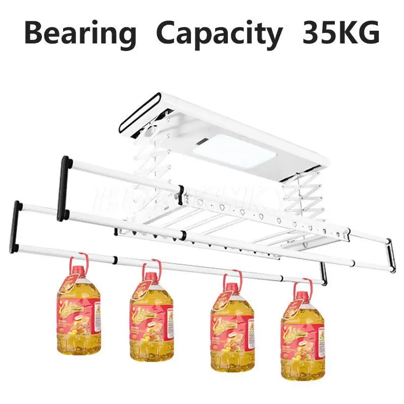 Electric Clothes Drying Rack Intelligent Lifting Household With Lights Balcony Ceiling Space Aluminum Telescopic Rod And Control