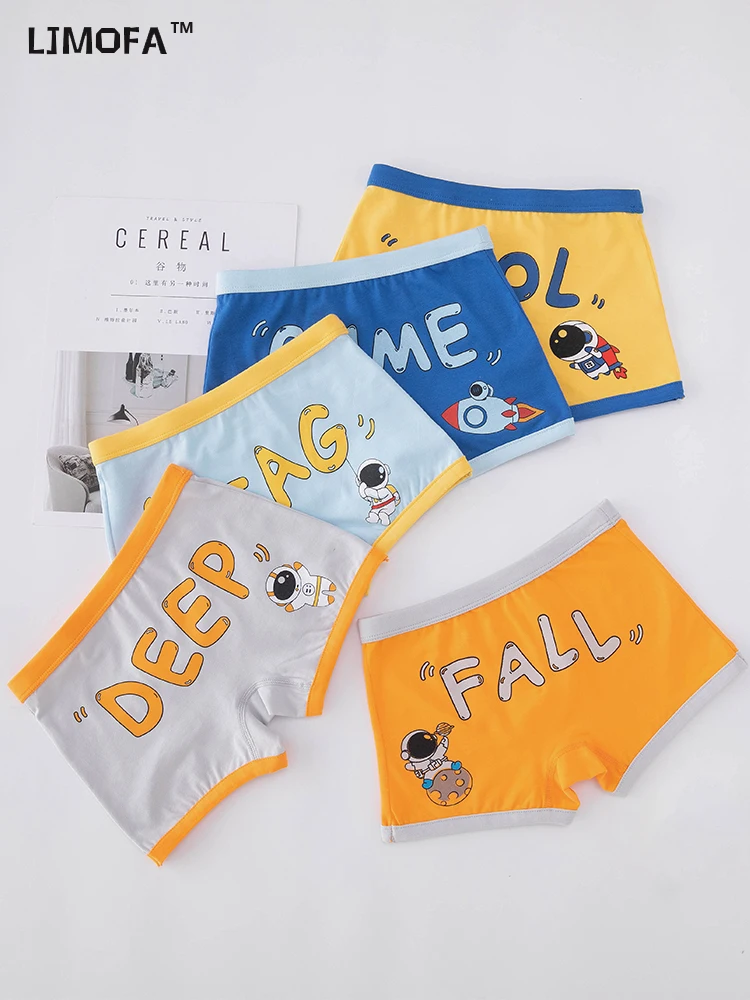 

LJMOFA 5 Pcs Kids Boys Underwear Cartoon Space Astronaut Shorts Panties For Baby Toddler Boxers Teenagers Cotton Underpants B189