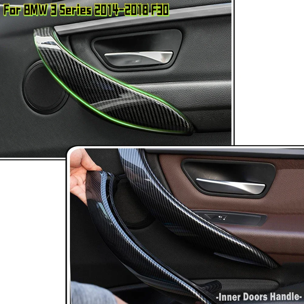 For BMW 3 4 Series F30 F80 F31 F32 F33 F34 F35 F36 2013-2018 Carbon Fiber Car Interior Inner Door Handle Panel Pull Trim Cover