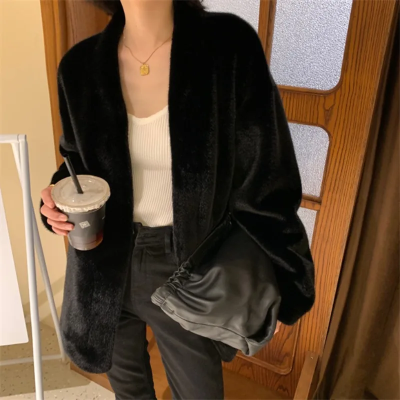 Blouse Coat Outerwear Faux Fur Autumn/Winter Women's Soft Loose-fitting Flattering Warm Elegant Short New Comfortable Minimalist