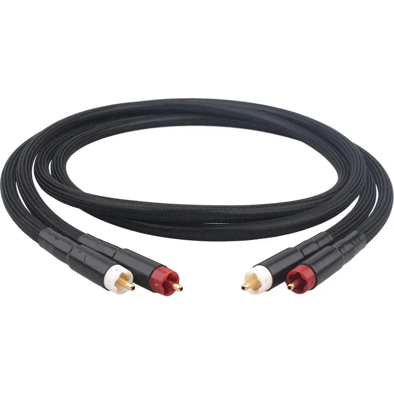 Pair Hi-end Pure Silver RCA Cable Audiophile HiFi Audio Signal Line for Amplifier Decoder CD Player