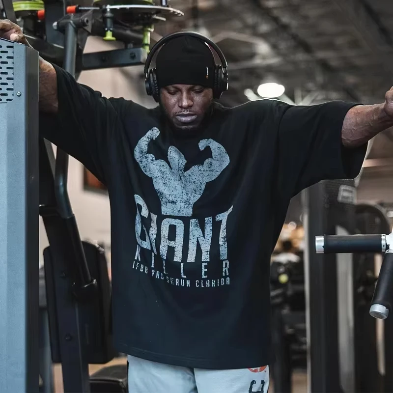 

Gasp Trend Brand 2025 летняя мужская футболка Power Gym с принтом и коротким рукавом, хлопковая повседневная футболка высокого качества, футболка для пар
