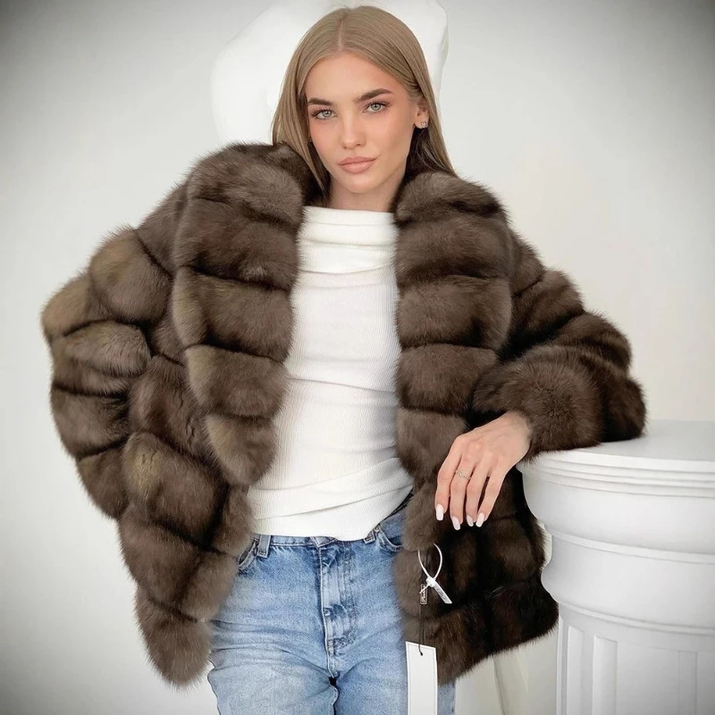 2026 Autumn and Winter Temperament High-end Splicing Lapel Long Velvet Faux Fur Coat for Women