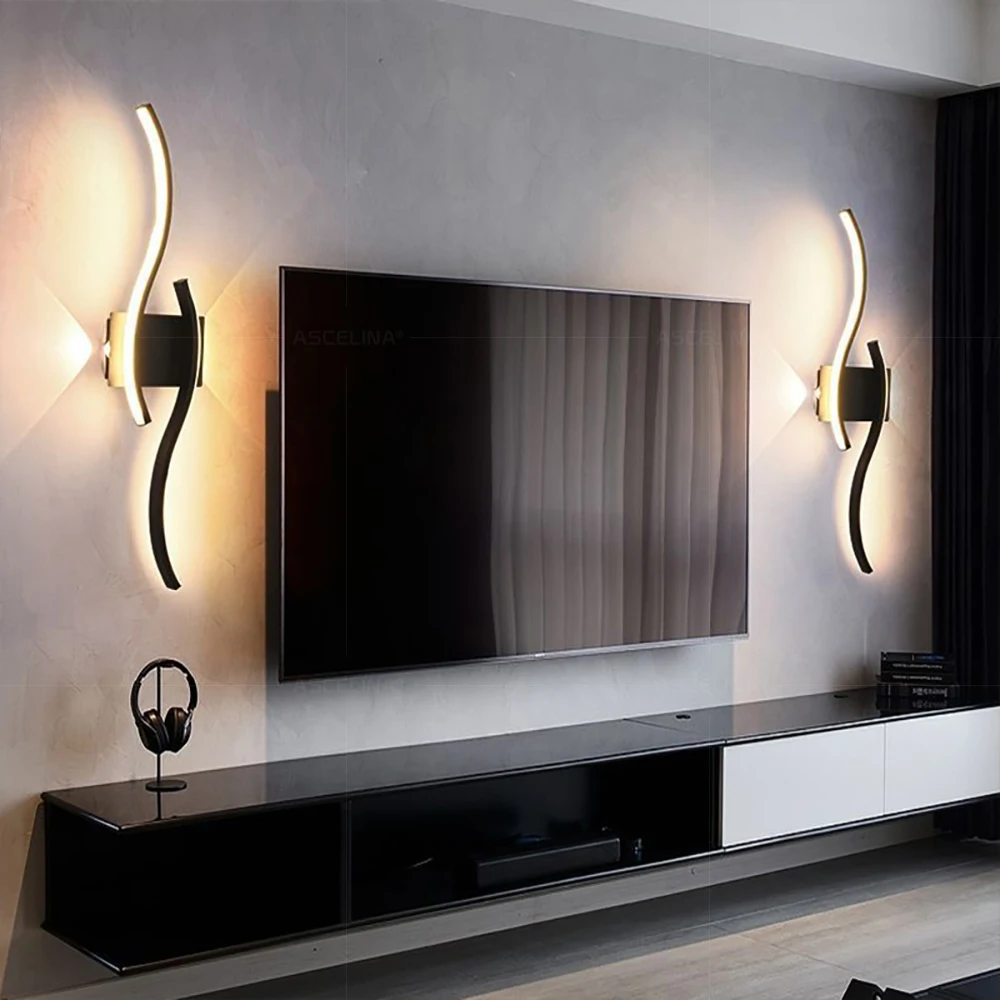 Moderne LED-Wandleuchte, einfache Linien, 60/80 cm, erhältlich in drei Farben, Schlafzimmer, Nachttisch, TV-Wand, Korridor, Innenbeleuchtung – Detail 9