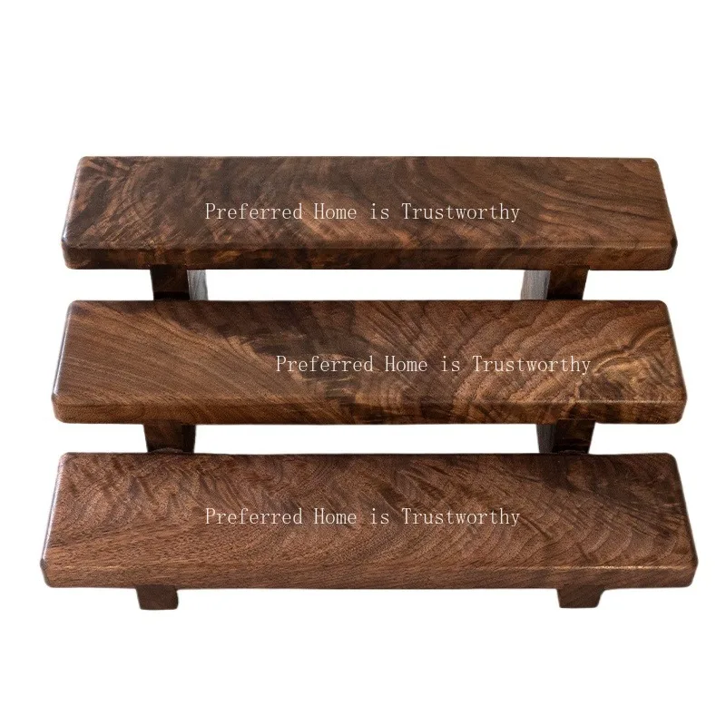 

Black Walnut Three-layer Ladder Storage Rack Perfume Tea Set Stationery Jewelry Display Rack