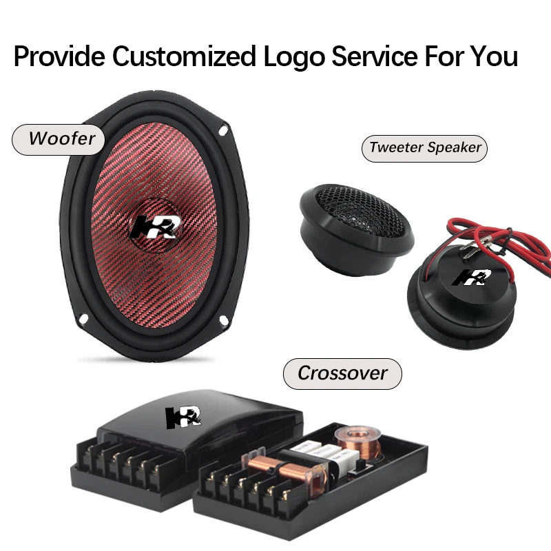 Factory Nominal Power 100W*2 6X9inch 2-Way Component Car Audio Speakers sets with 2*woofers & 2* tweeters & 2*crossovers