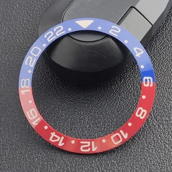 38*30.5mm Sloping Ceramic Bezel Insert GMT blue red circle white high end Luxury men's watch accessories Popular item