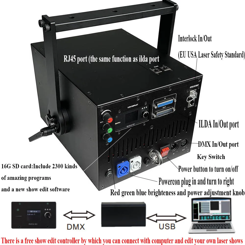 20W DMX ILDA RGB Laser Lighting DJ Disco Laser Party Stage Light Animation Laser Show Projector for Nightclub Wedding