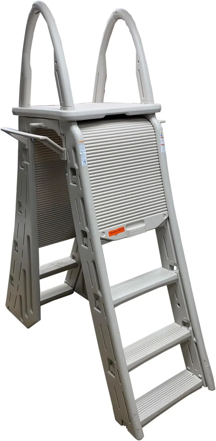Confer Plastics 7200 Roll Guard 48" to 56" Adjustable A Frame Safety Ladder for Above Ground Outdoor Patio Swimming Pool image 3