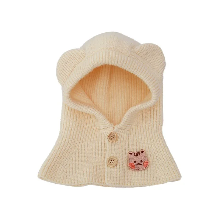 Baby wool hat cute bear ear protection hat children winter thickened warm knitted Korean version of the baby hat