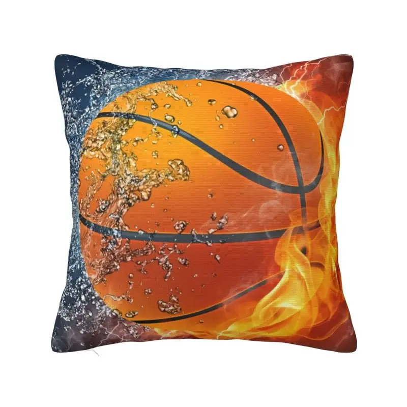 Custom Basketball On Water And Fire Throw Pillow Case Player Sports Lover Gift Modern Cushion Cover Velvet Pillowcase