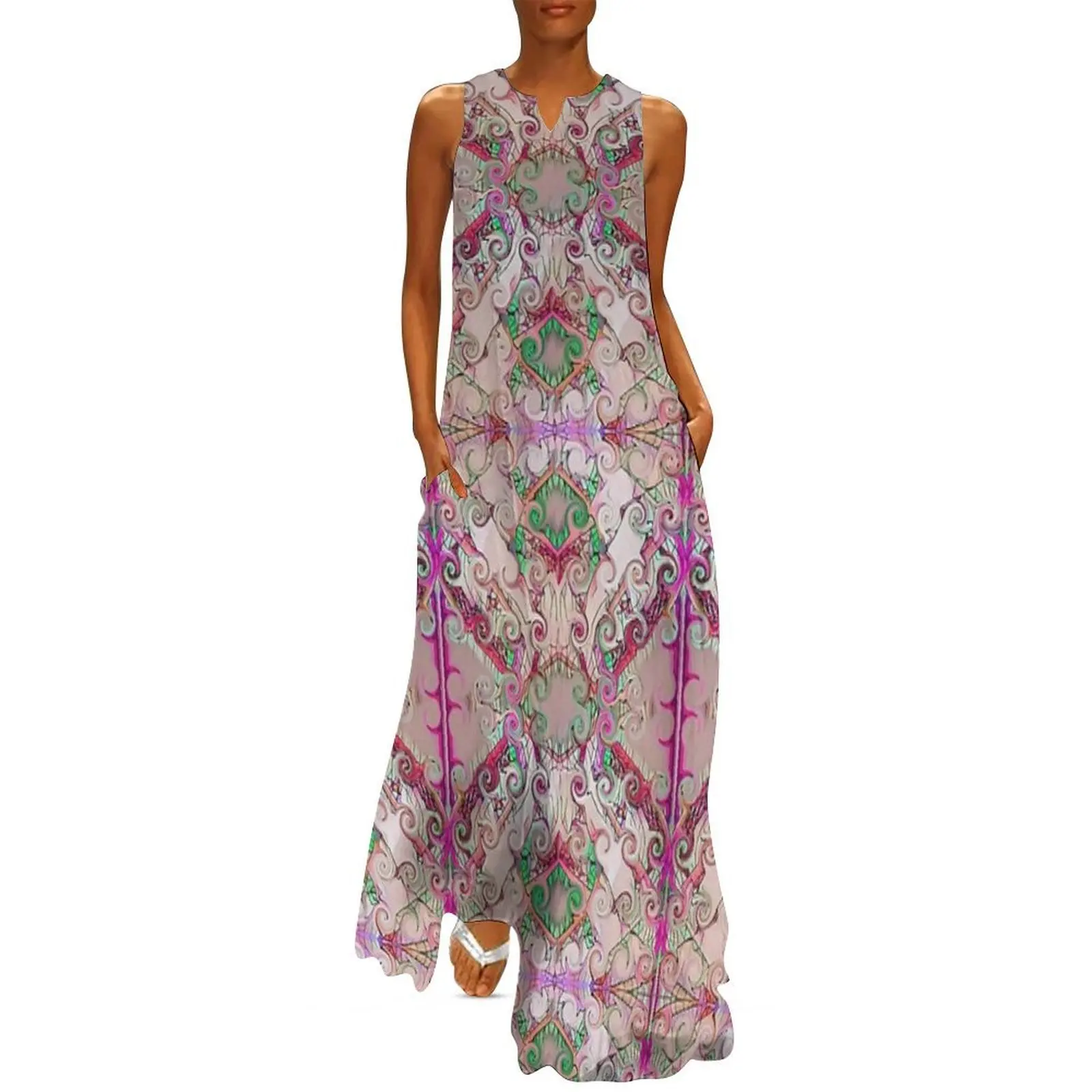 

Fractal Curls and Swirls Long Dress evening dress woman summer dress womens 2025 summer clothes for women clothes for woman