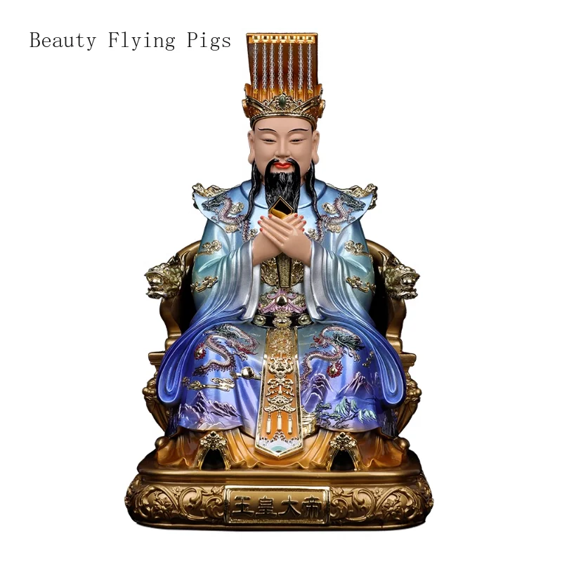 

1PCS 30CM Handmade Resin Jade Emperor Statue Home Feng Shui Decoration Office Desktop Crafts decorative figurines