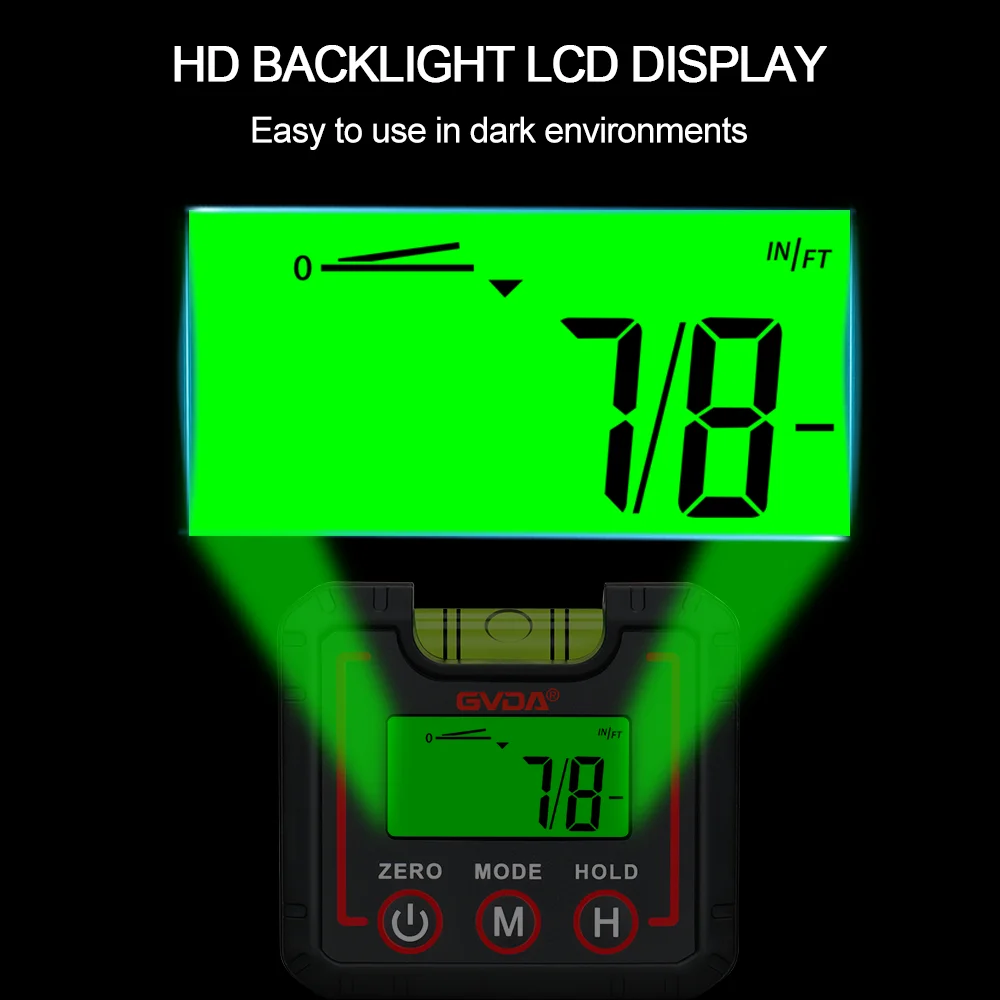 GVDA busur derajat Digital Inclinometer 360 °, alat pengukur kemiringan Magnet, pencari sudut kotak Level elektronik presisi tinggi