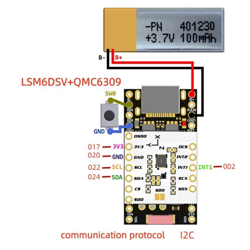 A20F-2X LSM6DSV + QMC6309 Module, Made For Slimevr Trackers For Smol Slime Trackers, Replacement ICM-45686 + QMC6309 Module - view 4