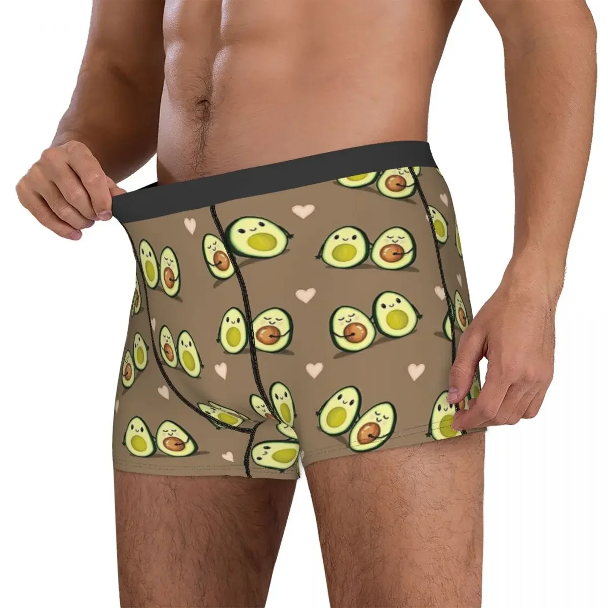 Boxer Underpants Shorts Two Halves Avocado Couple Pattern Panties Male Comfortable Underwear for Homme Man Boyfriend Gift