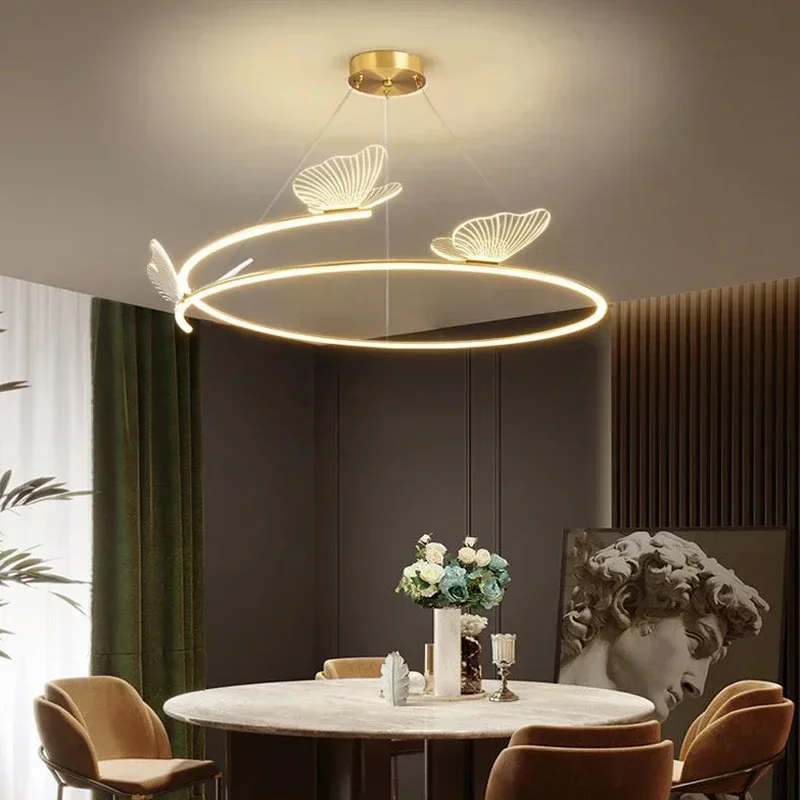 Modern Butterfly chandelier Golden Circle circular Pendant Light For Living Room Bedroom Dining Room Luxury art chandelier