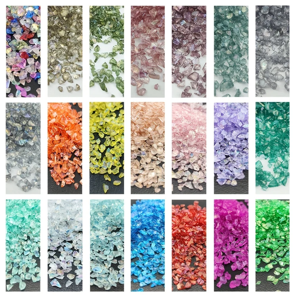 Transparent Jelly Stained Glass Non Porus Grade Beads Multi Color For Irregularly Filled Frame Handmade DIY Nail Art Accessories