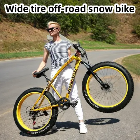 24/26 인치 MTB 4.0 지방 타이어 산악 자전거 크로스 컨트리 스노우 비치 bicicleta 더블 디스크 브레이크 헤비 듀티 타이어 내리막 자전거