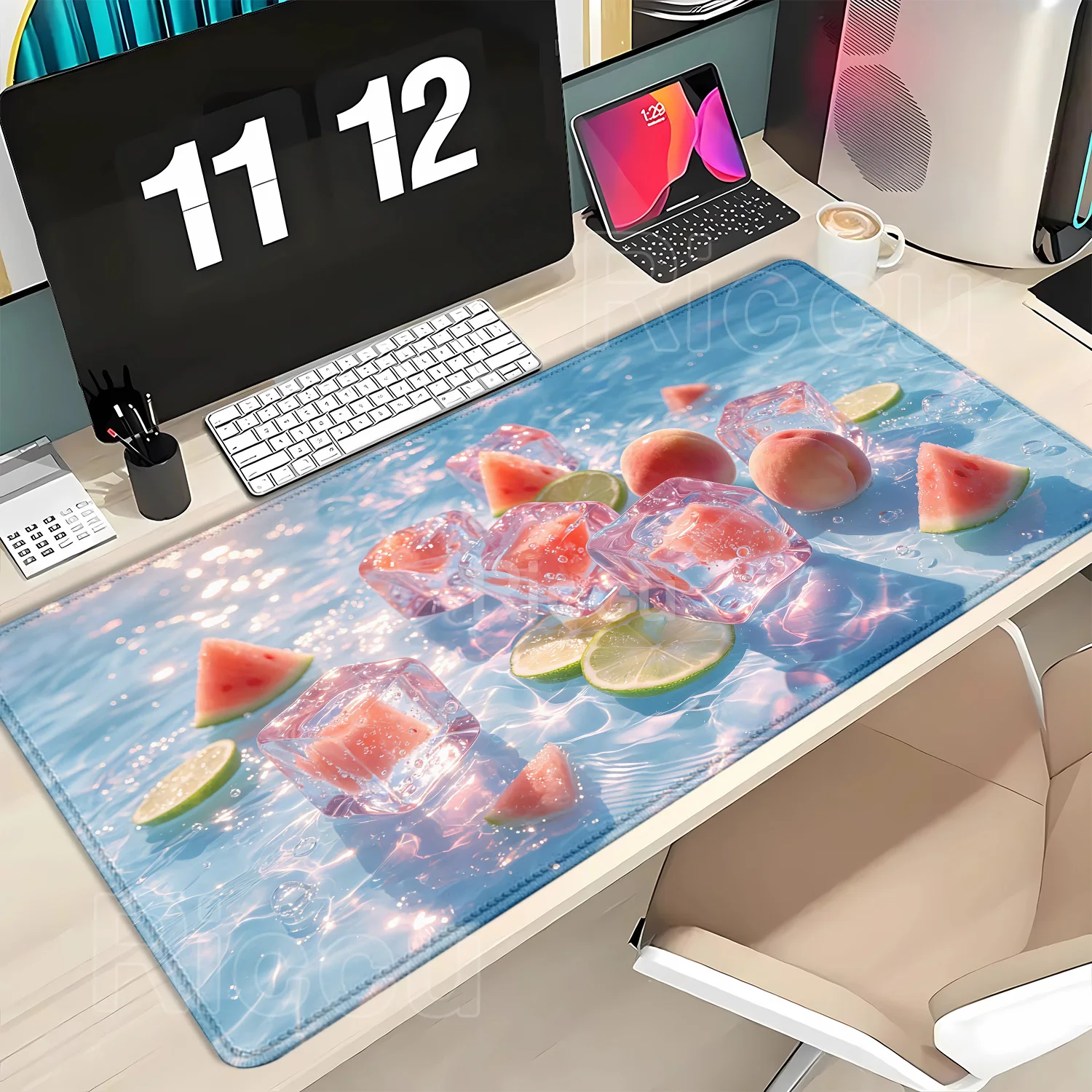 HD printing Chilled Fruit Pattern PC Fresh Art Mouse Pad Large Gaming Mousepad with Thick Stitched