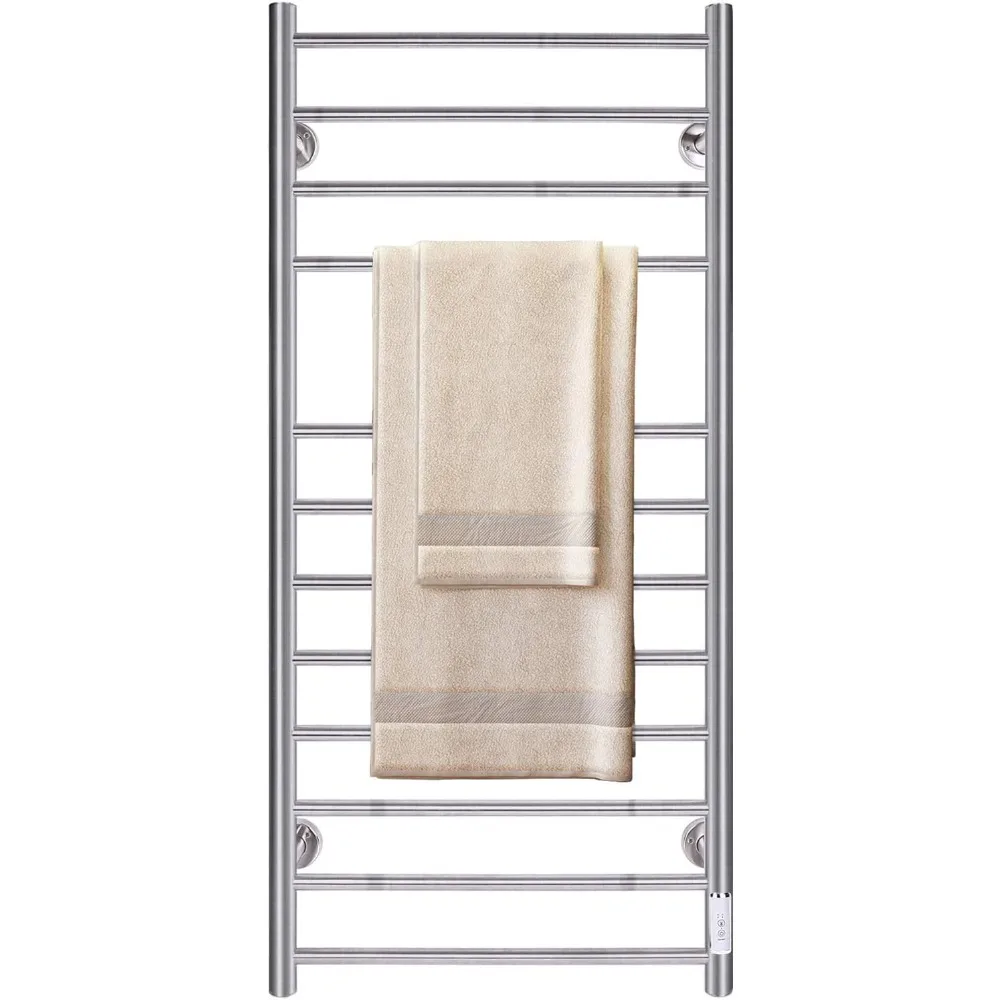 JSLOVE Towel Warmer Wall Mounted Heated Towel Racks with Built-in Timer, Plug-in/Hardwired Stainless Steel Hot Towel Rack, Heate