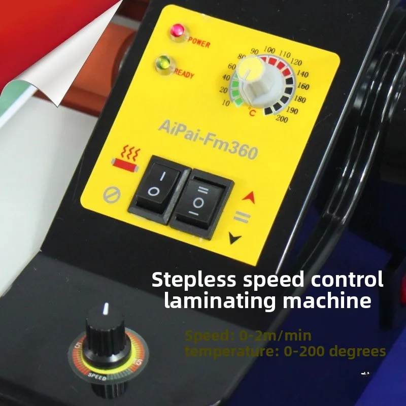 FM360T Laminating Machine with Stepless Speed Regulation, Hot Laminating Machine A3 Glue Machine Cold Laminating Album
