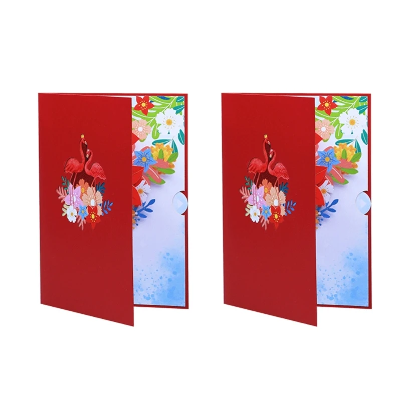 3D Florals Flamingo Cards Popup Greeting Cards Blank Note Cards with Envelope