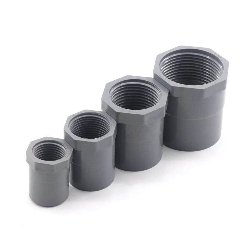 

5pcs Grey PVC G1/2"-1" Female Thread Straight Connectors Garden Drip Fitting Water Tube Adapter Pipe Fittings Plastic Joint