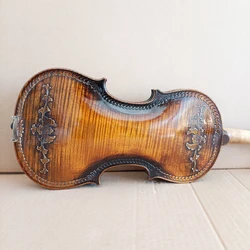 High grade Hand carved violin 4/4 3/4 solid wood whole board Brown violin professional hand-painted violino With bow Accessories