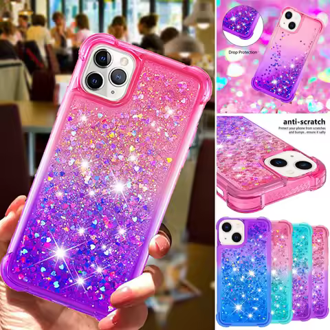 Colours Glitter Flash Gradient Quicksand Case For Xiaomi Poco X6 X3 M6 F5 X5 M4 X4 Pro M3 X3NFC C40 Anti-Fall Half Wrapped Cases