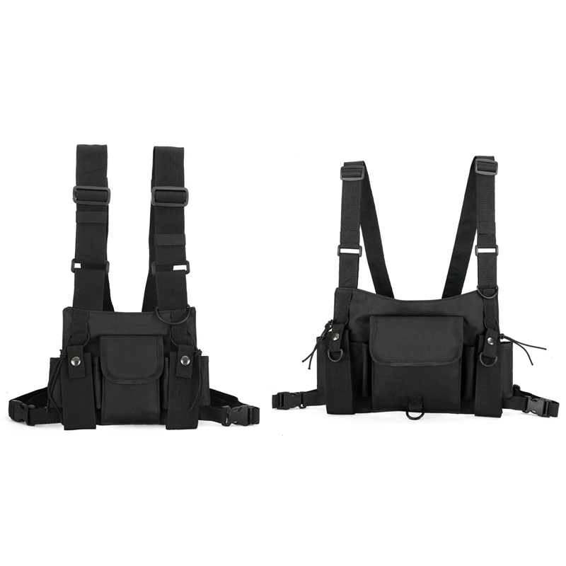 

Radio Walkie Talkie 3 Pocket Chest Pack Bag Harness For Motorola Baofeng KENWOOD Front Pack Vest Pouch Bag Carry Case