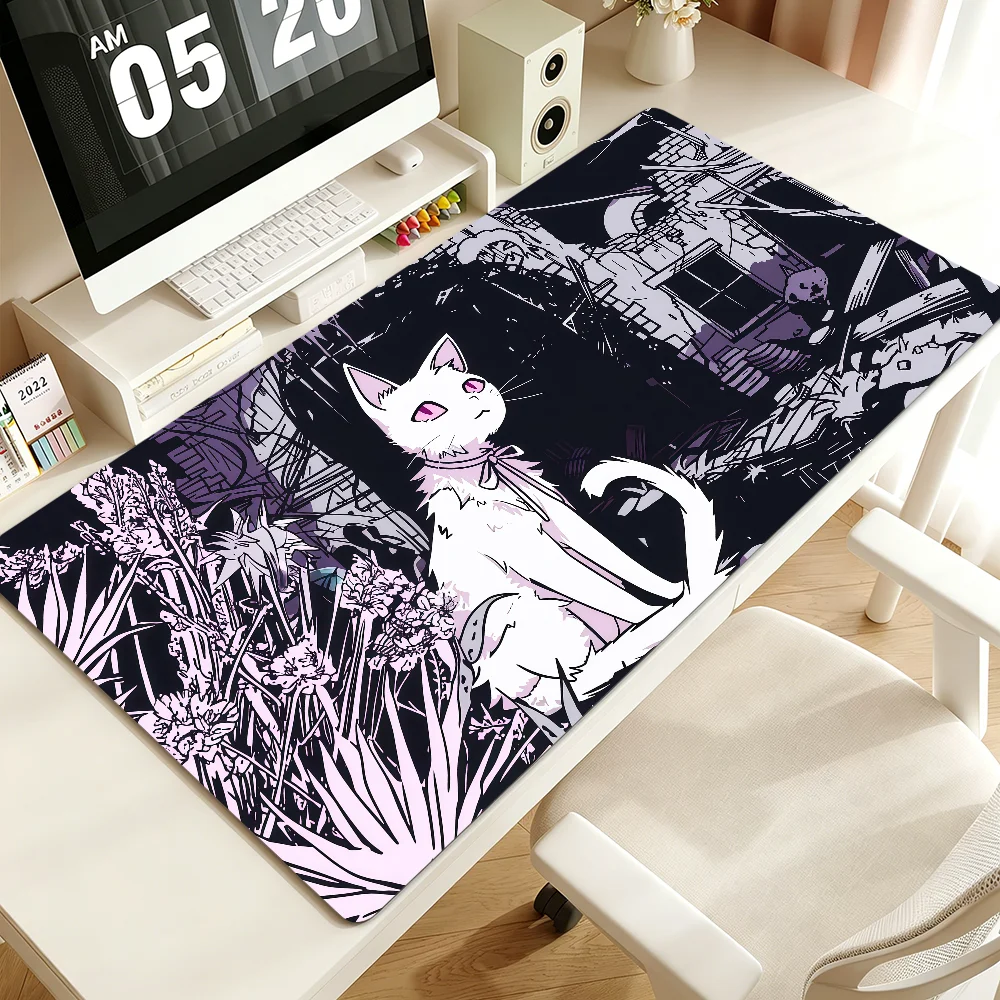 Cute Cool Y2K Pink Color Black Cat Mouse Pad Non-slip Lockedge Thickened Desktop MousePad Large Comfort Gaming Office Student