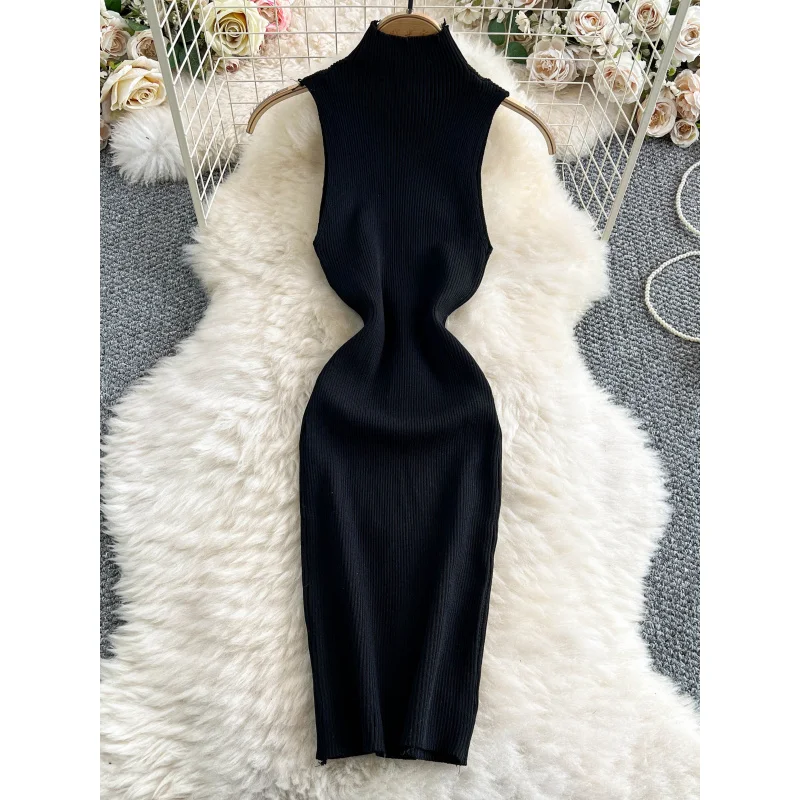 فستان نسائي صيفي ضيق بياقة مدورة محبوك من INS فستان قصير قصير بدون أكمام ملابس غير رسمية للحفلات ملابس خروج مثيرة للنوادي الليلية