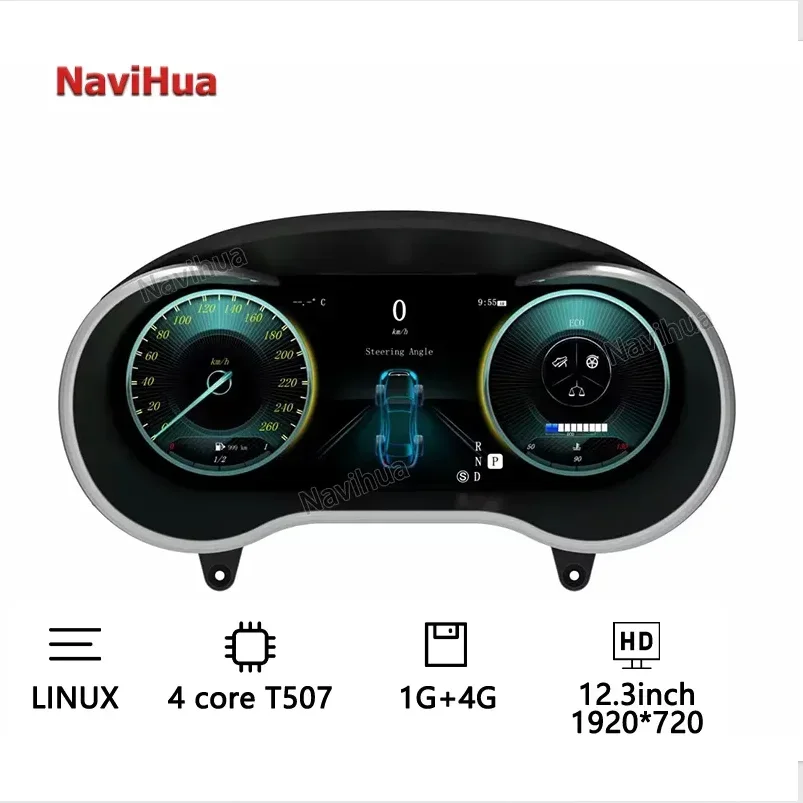 NaviHua Hot Sales 12.3'' Linux System LCD Dashboard Digital Cluster Car Speedometer for Mercedes Benz C Class W205/GLC 2015-2018