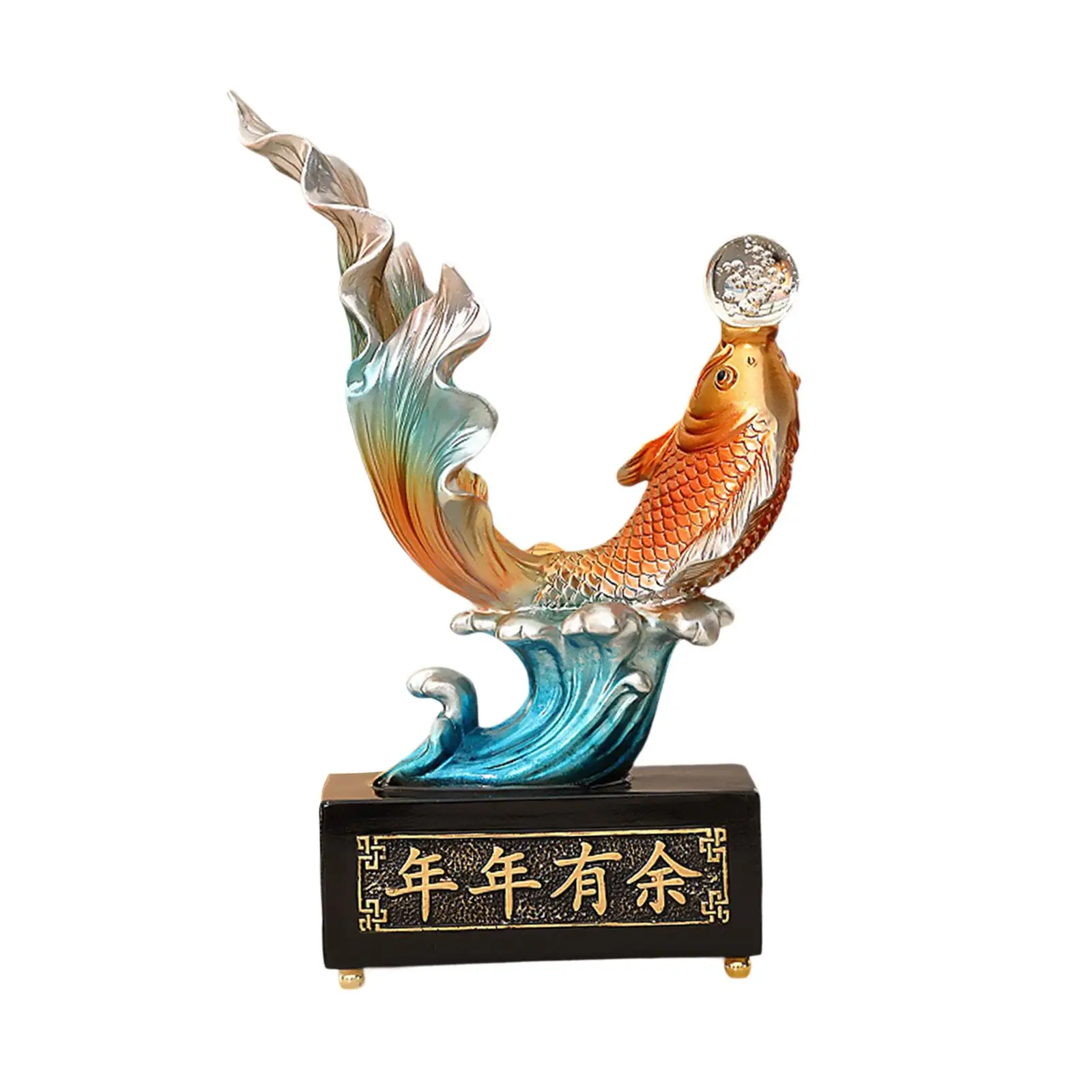 

Feng Shui Carp Sculpture Tabletop Decor Figurine Creative Carp Ornament for Business Opening Shop Collection Cabinet Living Room