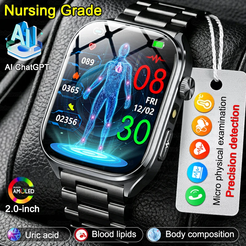 2026 New AI Health Care Accurate detection ECG SmartWatch Blood Pressure lipids Uric Acid Analysis Bluetooth Call Smart Watches