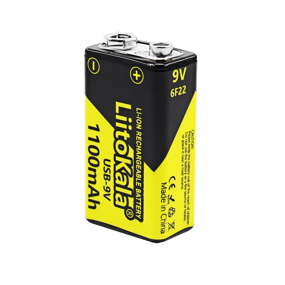 1-20PCS LiitoKala USB-9V 1100mAh li-ion Rechargeable Battery Type-C USB 6F22 9V Battery for RC Helicopter Model Microphone Toy