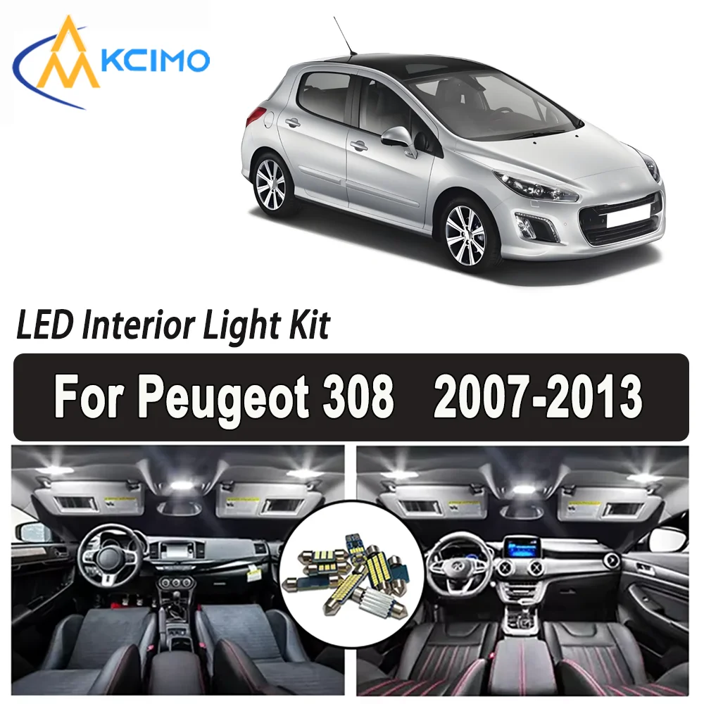 

Kcimo LED For Peugeot 308 (2007-2013) Premium Bright LED Interior Dome Map Trunk Light Kit Car Led Lamps Car LED Lights Canbus