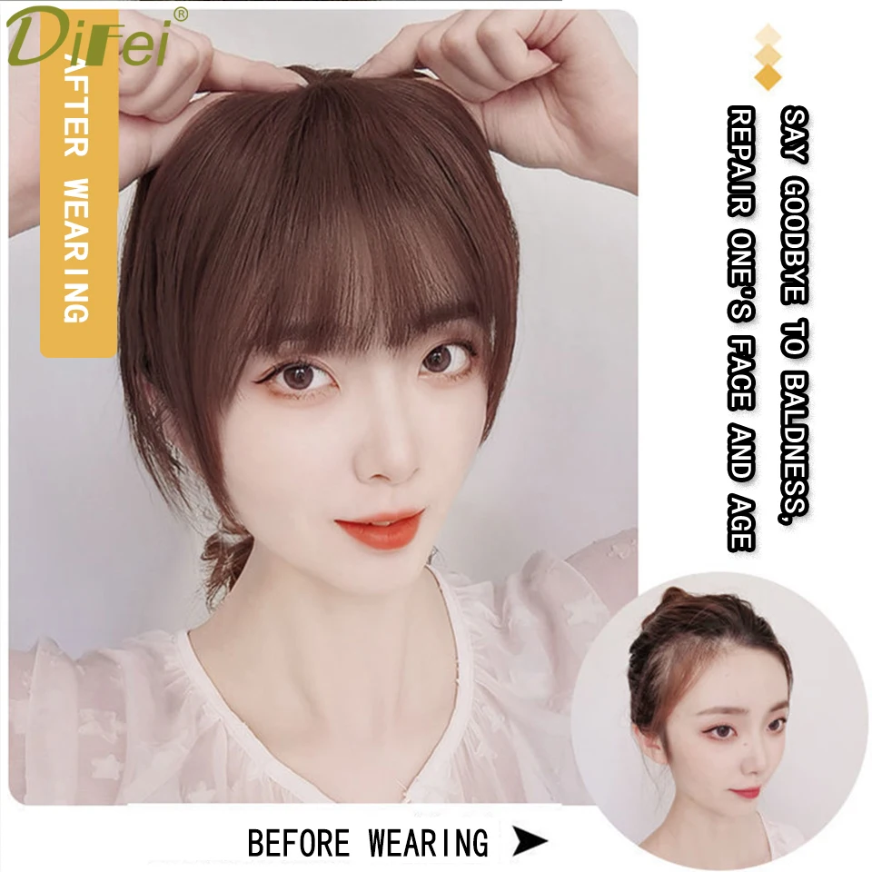 DIFEI 3D Air Straight Bangs Synthetic Wig Ultra-thin Breathable Cover White Hair Modified Face Air Straight Bangs Wig Piece