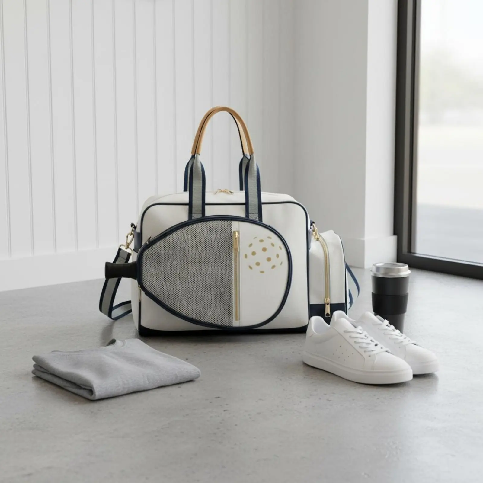 Women's Pickleball Tote Bag Fence Hook Women's Pickleball Bag Adaptable Court Tote Holds 2 Paddles Multiple Compartments