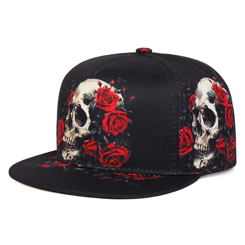 2026 New Fashionable Baseball Hat Printed Skeleton Street Hip Hop Skateboarding Hat Outdoor Daily Sunshade Flat Edge Hat Unisex
