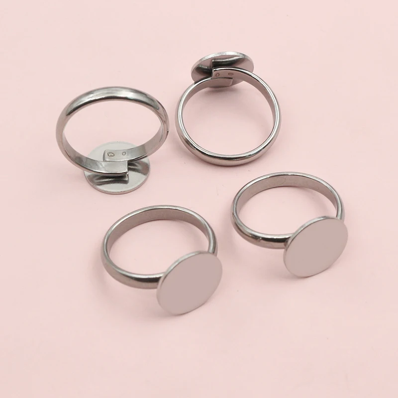 5pcs Stainless Steel 6-14mm Inner Size Craft Ring Cabochons Blank Base Settings Tray DIY Jewelry Making Accessories Supplies