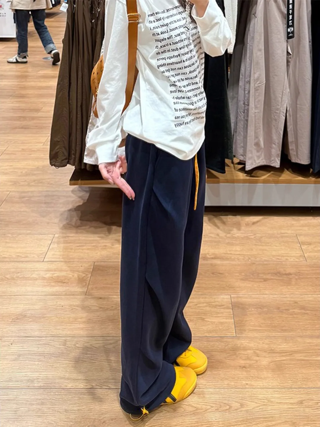 

Мужские и женские спортивные брюки с отворотами, синие, осенне-зимние, плотные, струящиеся, прямого кроя, повседневные, Mi...