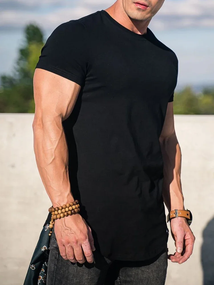 Muskel-Fitness-T-Shirt Sommer Herren Athleisure Workout Kurzarm-T-Shirt Hochwertige Baumwolle Herren T-Shirt Gym Sport Shirt Oberteil – Detail 9